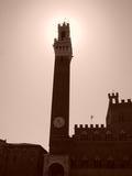 Sun behind the Siena clock tower; playing with camera's Sepiatone feature